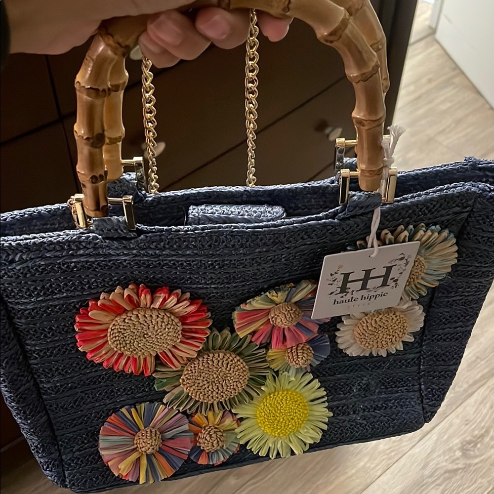 Haute Hippie Blue Floral Tote Bag - Picture 3 of 7